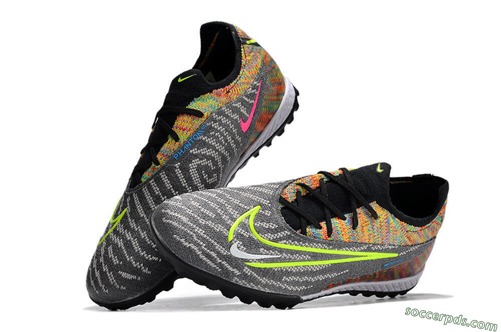 Nike Phantom GX Elite TF Low-Tops Football Shoes - Grey/Green/Rainbow 5