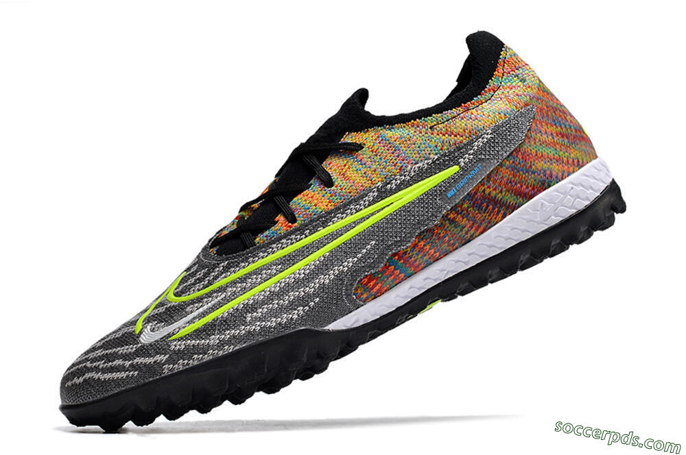 Nike Phantom GX Elite TF Low-Tops Football Shoes - Grey/Green/Rainbow 7