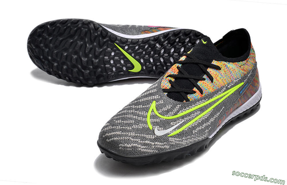 Nike Phantom GX Elite TF Low-Tops Football Shoes - Grey/Green/Rainbow 3