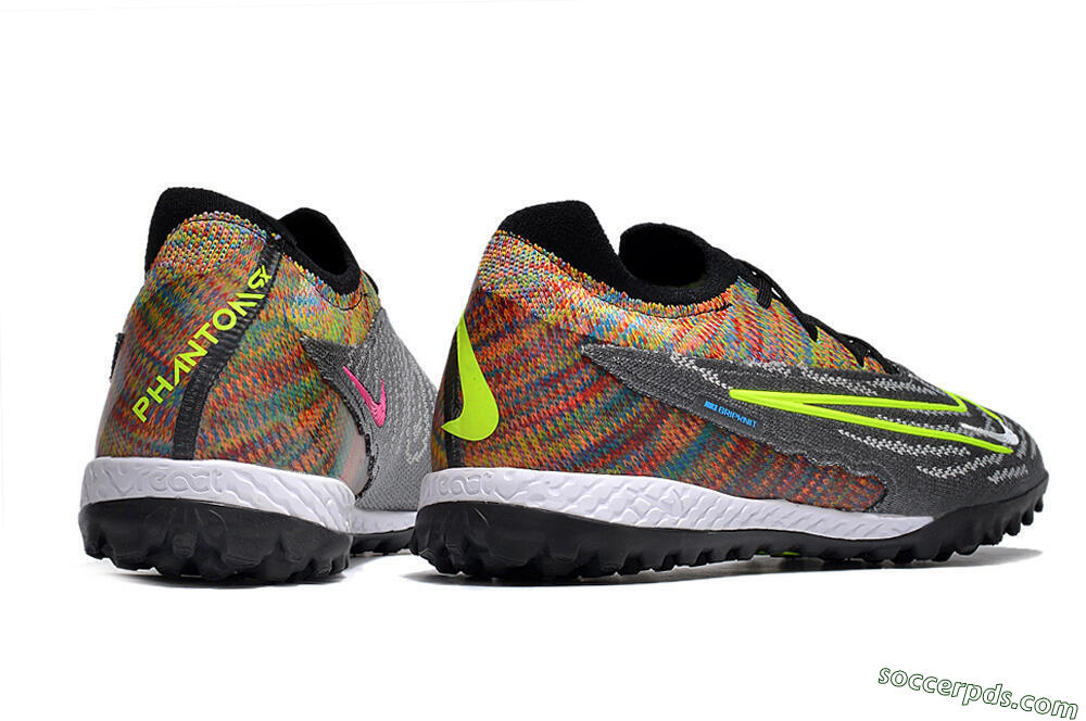 Nike Phantom GX Elite TF Low-Tops Football Shoes - Grey/Green/Rainbow 8