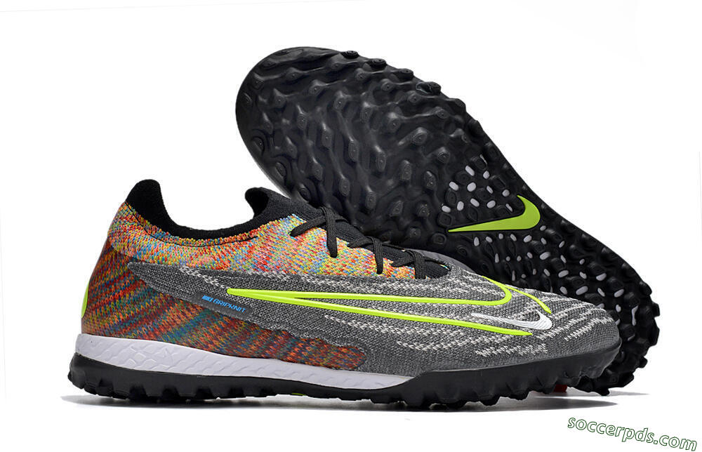 Nike Phantom GX Elite TF Low-Tops Football Shoes - Grey/Green/Rainbow 1