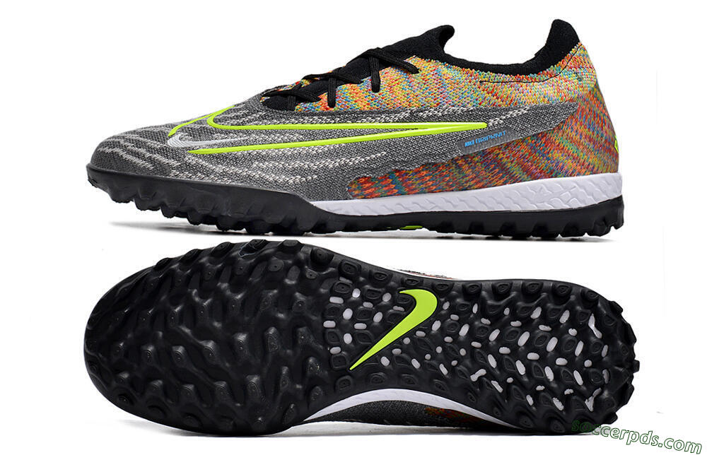 Nike Phantom GX Elite TF Low-Tops Football Shoes - Grey/Green/Rainbow 0