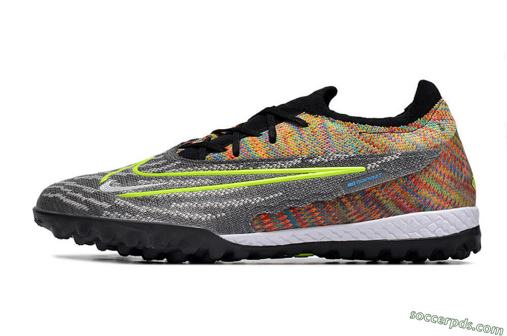 Nike Phantom GX Elite TF Low-Tops Football Shoes - Grey/Green/Rainbow 2