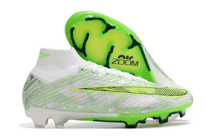 Nike Air Zoom Mercurial Superfly 9 Elite FG High-Tops Football Boots - White/Green