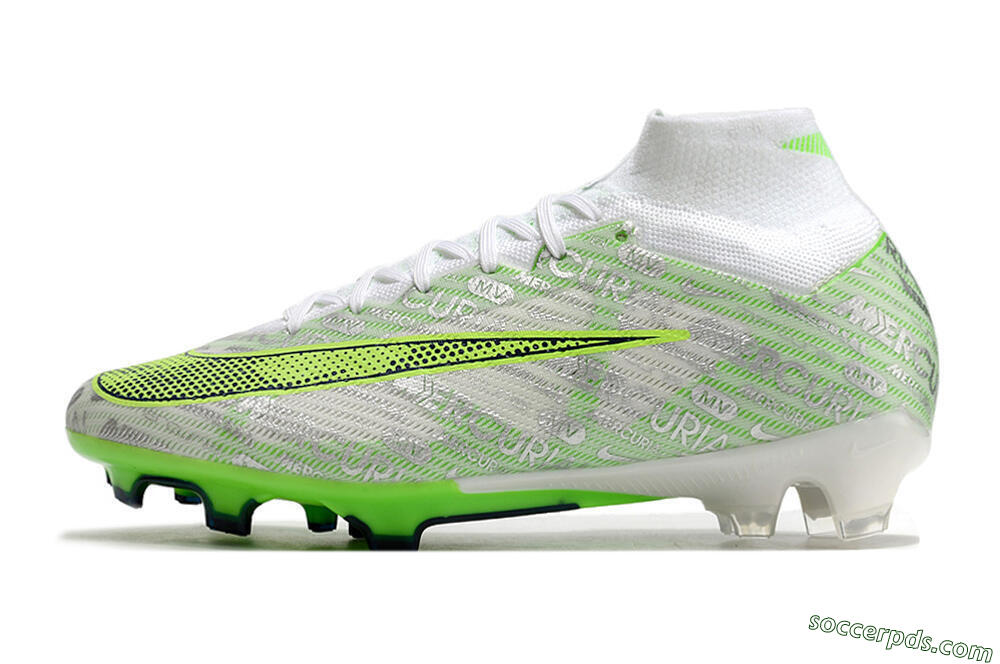 Nike Air Zoom Mercurial Superfly 9 Elite FG High-Tops Football Boots - White/Green 2