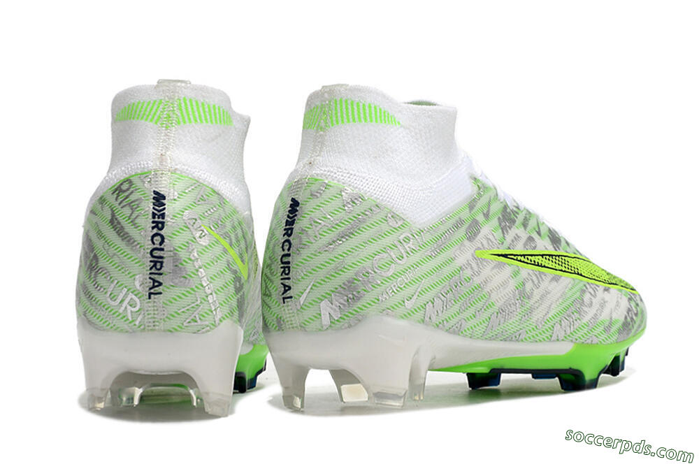 Nike Air Zoom Mercurial Superfly 9 Elite FG High-Tops Football Boots - White/Green 6