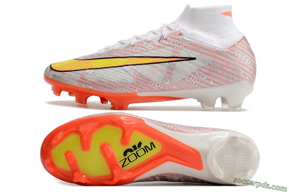 Nike Air Zoom Mercurial Superfly 9 Elite FG High-Tops Football Boots - White/Orange/Sliver 0