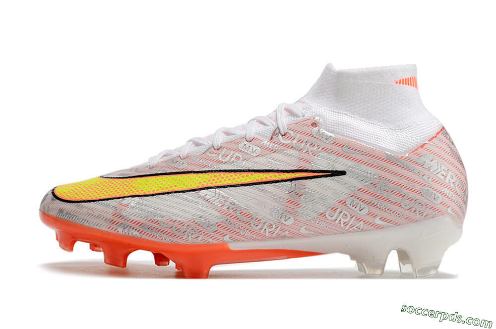 Nike Air Zoom Mercurial Superfly 9 Elite FG High-Tops Football Boots - White/Orange/Sliver 2