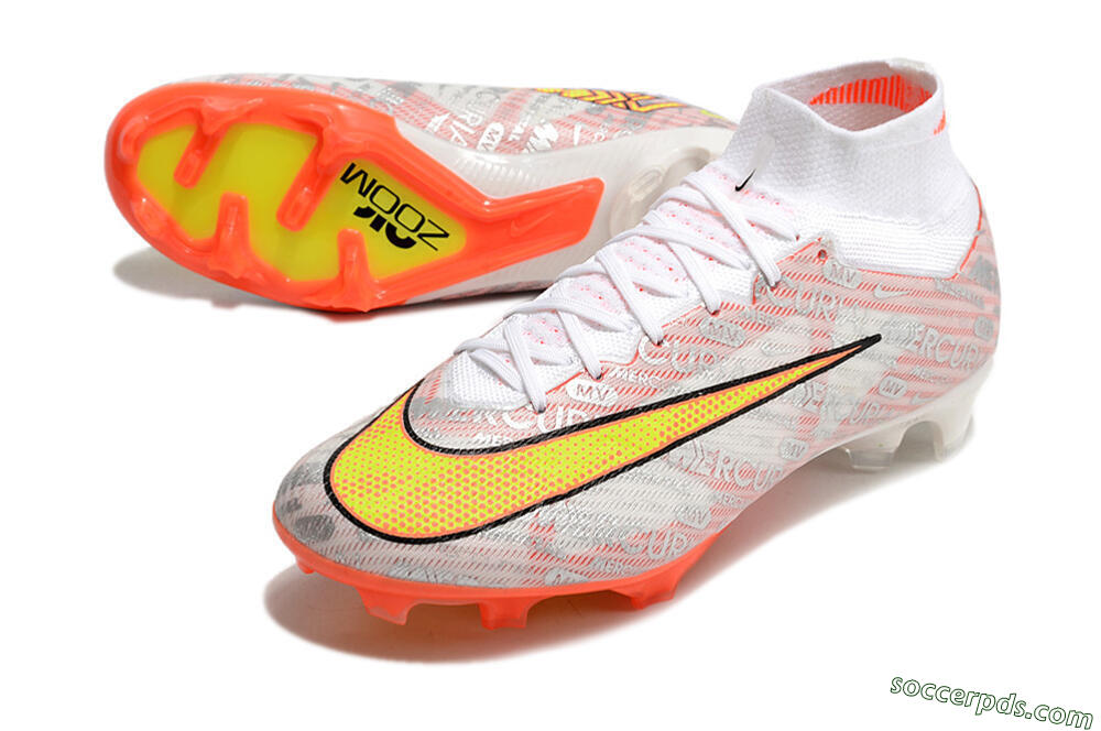 Nike Air Zoom Mercurial Superfly 9 Elite FG High-Tops Football Boots - White/Orange/Sliver 3