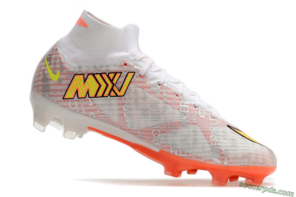 Nike Air Zoom Mercurial Superfly 9 Elite FG High-Tops Football Boots - White/Orange/Sliver 4