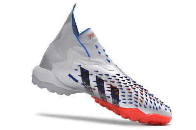 Adidas Predator Freak+ TF High-Tops Football Shoes - Silver/Blue/Red