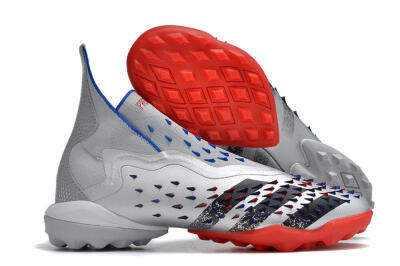 Adidas Predator Freak+ TF High-Tops Football Shoes - Silver/Blue/Red