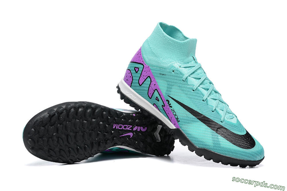 Nike Air Zoom Mercurial Superfly 9 Elite TF High-Tops Football Shoes - Blue/Black/Purple 4