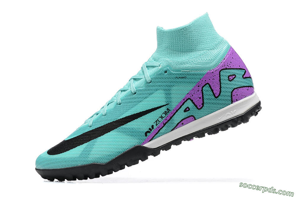Nike Air Zoom Mercurial Superfly 9 Elite TF High-Tops Football Shoes - Blue/Black/Purple 6