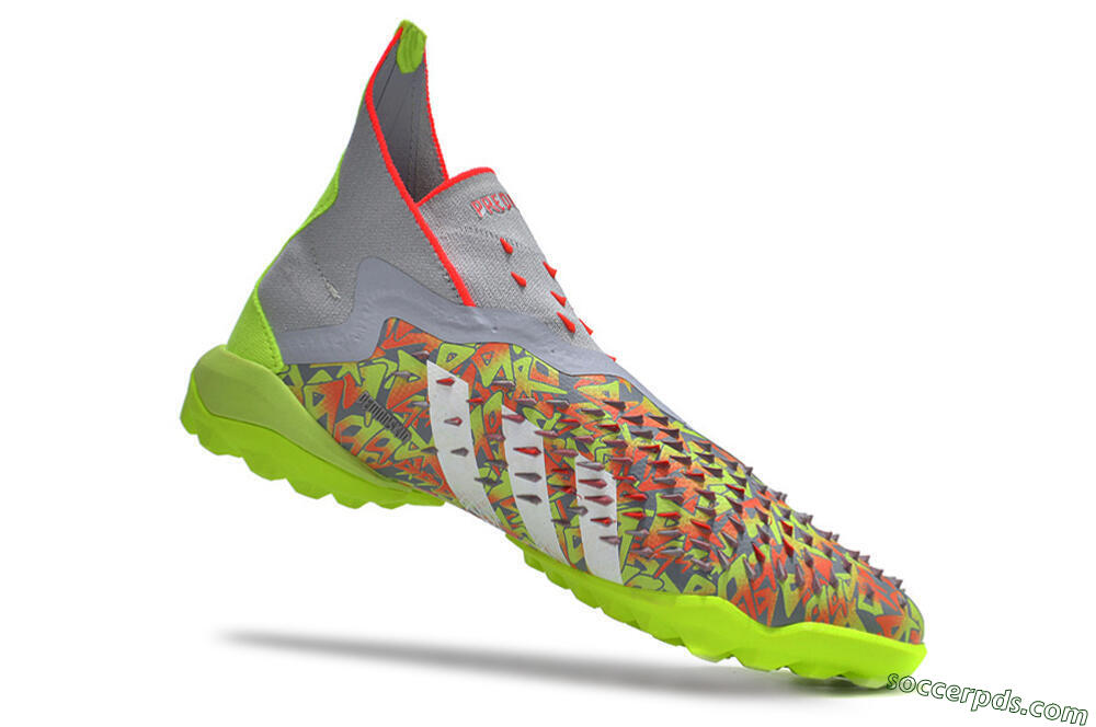 Adidas Predator Freak+ TF High-Tops Football Shoes - Grey/Red/Yellow 4