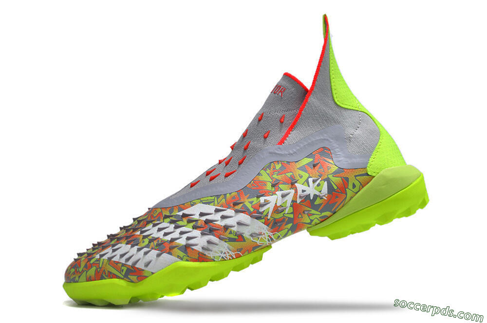 Adidas Predator Freak+ TF High-Tops Football Shoes - Grey/Red/Yellow 5