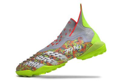 Adidas Predator Freak+ TF High-Tops Football Shoes - Grey/Red/Yellow