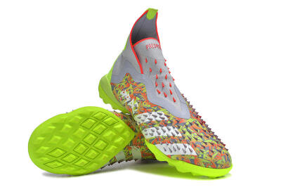 Adidas Predator Freak+ TF High-Tops Football Shoes - Grey/Red/Yellow
