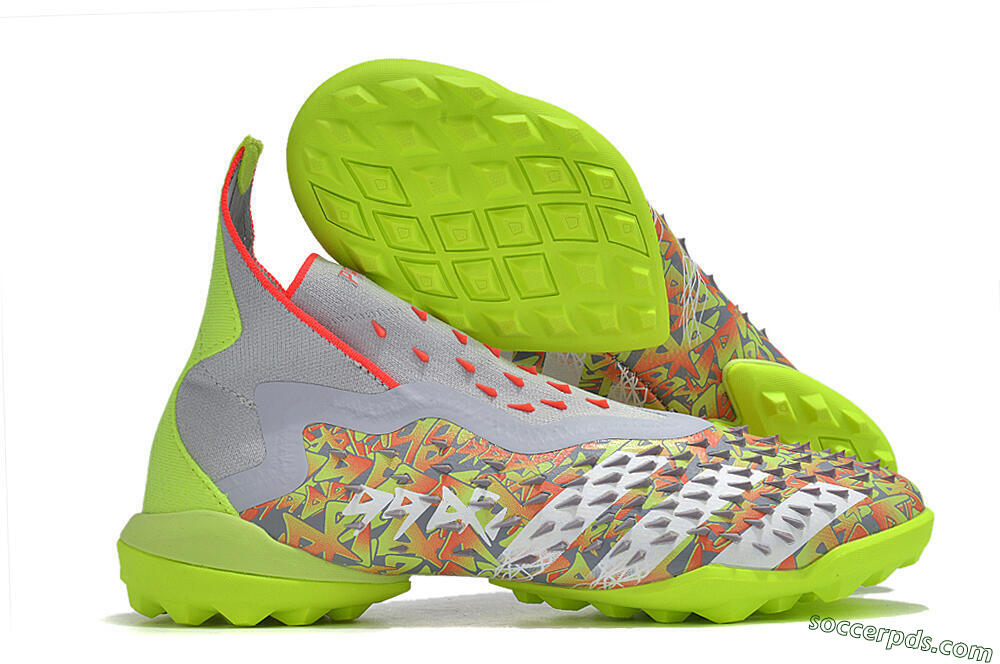 Adidas Predator Freak+ TF High-Tops Football Shoes - Grey/Red/Yellow 1