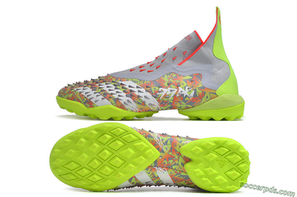 Adidas Predator Freak+ TF High-Tops Football Shoes - Grey/Red/Yellow 0
