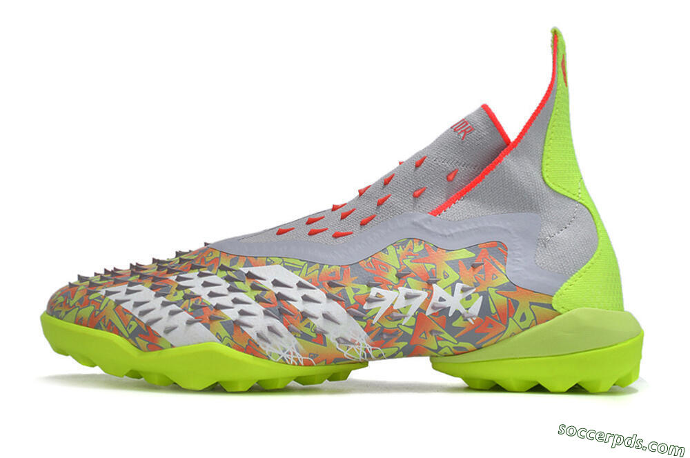 Adidas Predator Freak+ TF High-Tops Football Shoes - Grey/Red/Yellow 2