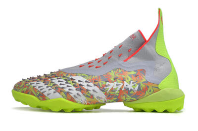 Adidas Predator Freak+ TF High-Tops Football Shoes - Grey/Red/Yellow