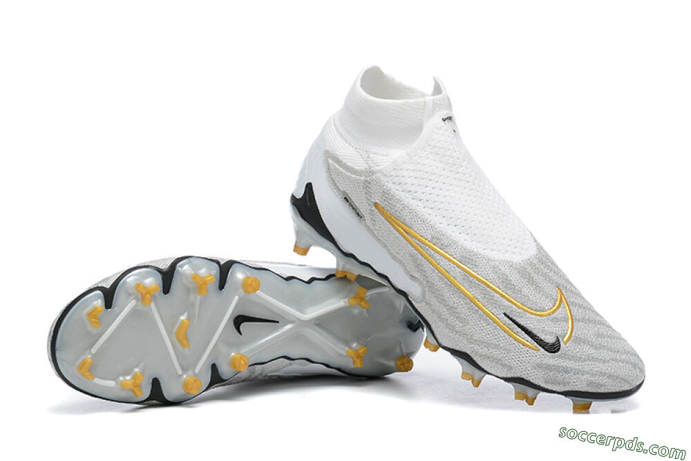 Nike Phantom GX Elite DF FG High-Tops Football Boots - White/Gold/Black 4