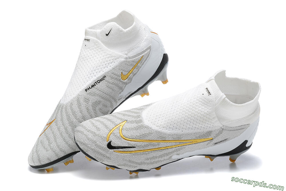 Nike Phantom GX Elite DF FG High-Tops Football Boots - White/Gold/Black 5