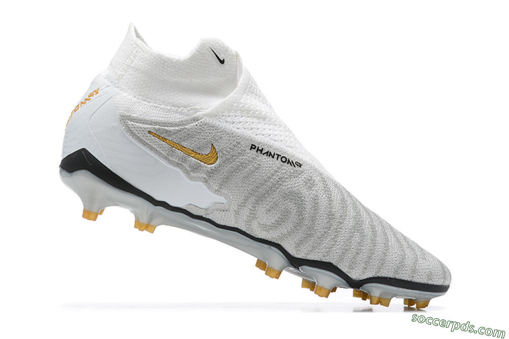 Nike Phantom GX Elite DF FG High-Tops Football Boots - White/Gold/Black 6