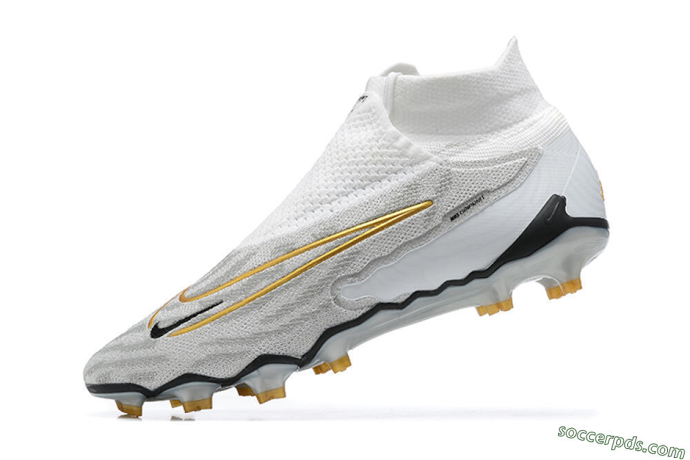 Nike Phantom GX Elite DF FG High-Tops Football Boots - White/Gold/Black 7
