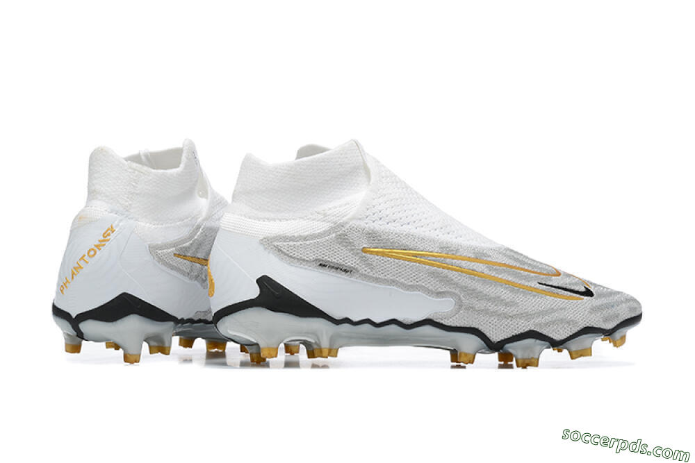 Nike Phantom GX Elite DF FG High-Tops Football Boots - White/Gold/Black 8