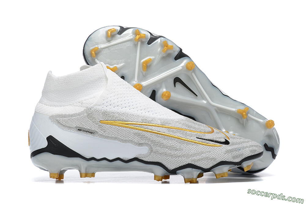 Nike Phantom GX Elite DF FG High-Tops Football Boots - White/Gold/Black 1