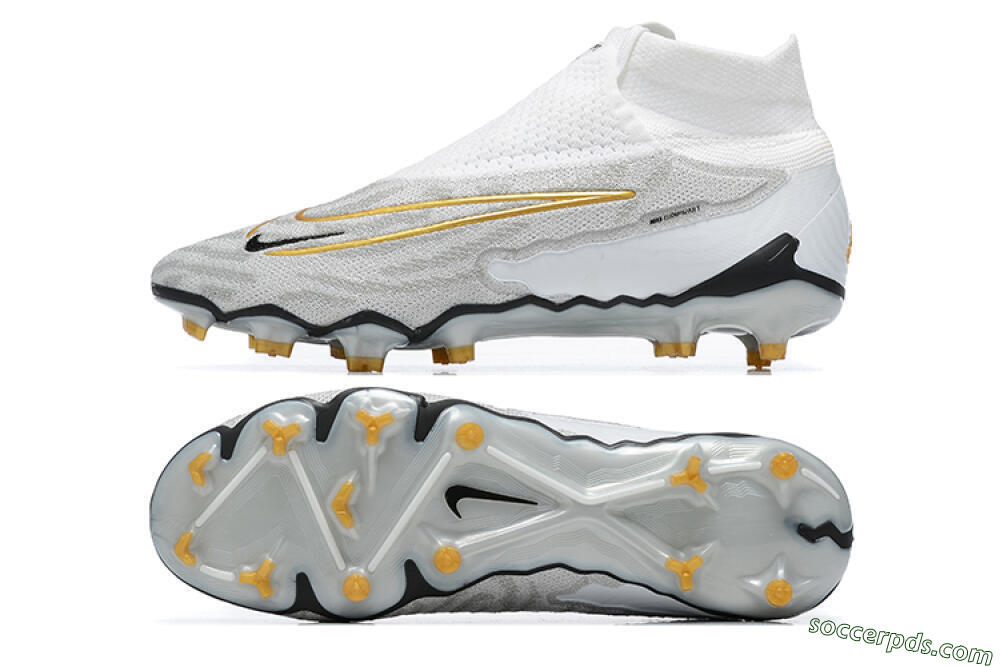Nike Phantom GX Elite DF FG High-Tops Football Boots - White/Gold/Black 0