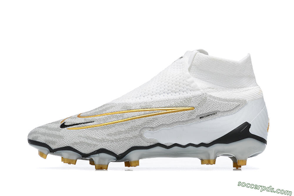 Nike Phantom GX Elite DF FG High-Tops Football Boots - White/Gold/Black 2