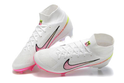 Nike Air Zoom Mercurial Superfly 9 Elite FG High-Tops Football Boots - White/Pink/Black/Yellow