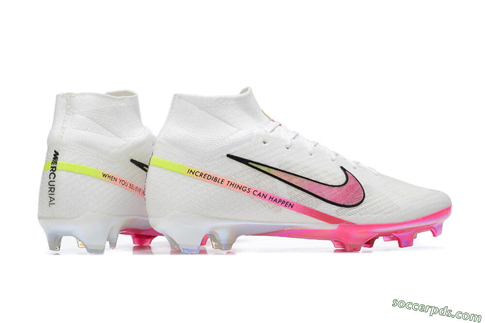 Nike Air Zoom Mercurial Superfly 9 Elite FG High-Tops Football Boots - White/Pink/Black/Yellow 8