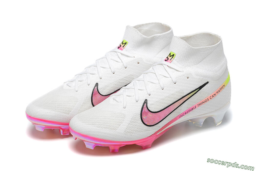 Nike Air Zoom Mercurial Superfly 9 Elite FG High-Tops Football Boots - White/Pink/Black/Yellow 9