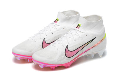 Nike Air Zoom Mercurial Superfly 9 Elite FG High-Tops Football Boots - White/Pink/Black/Yellow