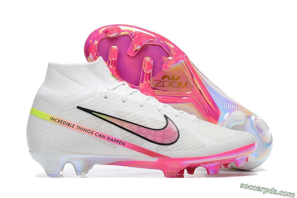 Nike Air Zoom Mercurial Superfly 9 Elite FG High-Tops Football Boots - White/Pink/Black/Yellow 1