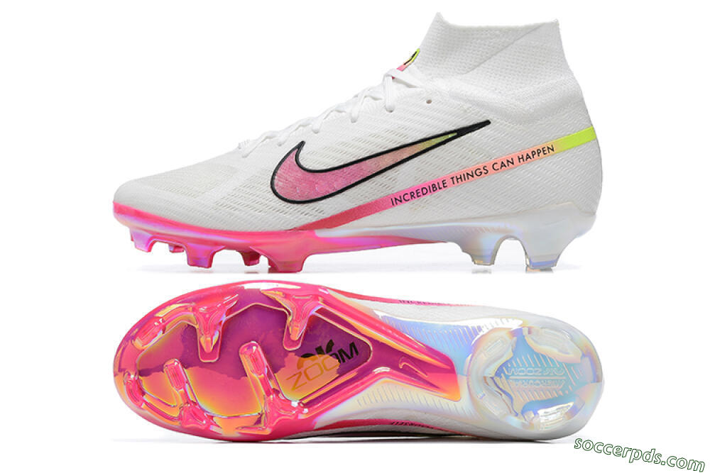 Nike Air Zoom Mercurial Superfly 9 Elite FG High-Tops Football Boots - White/Pink/Black/Yellow 0