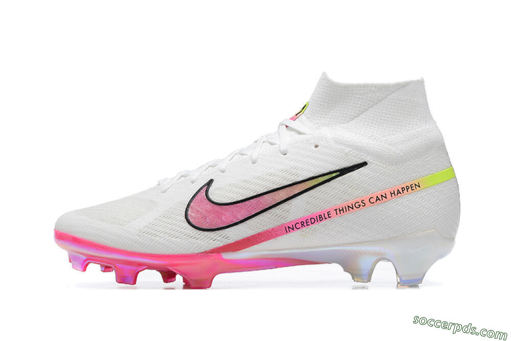 Nike Air Zoom Mercurial Superfly 9 Elite FG High-Tops Football Boots - White/Pink/Black/Yellow 2