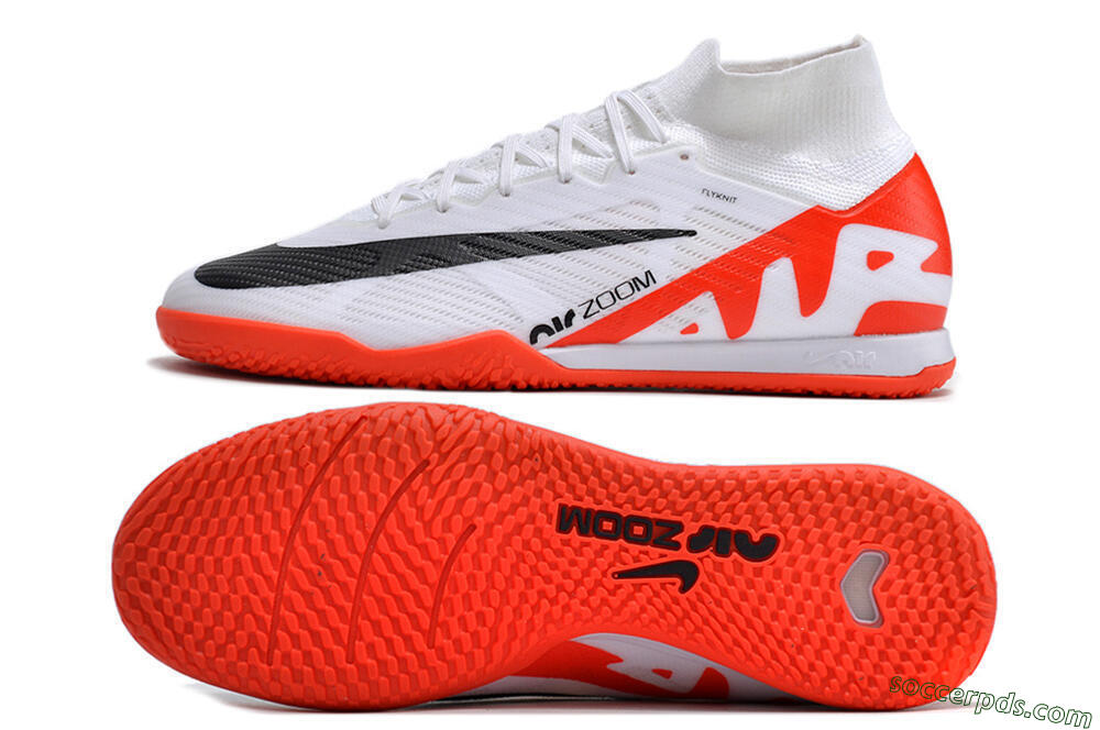 Nike Air Zoom Mercurial Superfly 9 Elite IC High-Tops Football Shoes - White/Black/Red 0