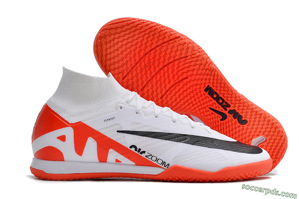 Nike Air Zoom Mercurial Superfly 9 Elite IC High-Tops Football Shoes - White/Black/Red 1
