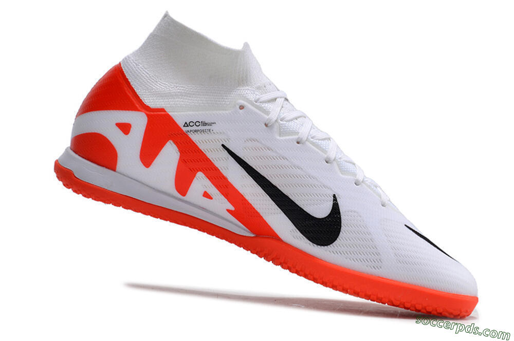 Nike Air Zoom Mercurial Superfly 9 Elite IC High-Tops Football Shoes - White/Black/Red 4