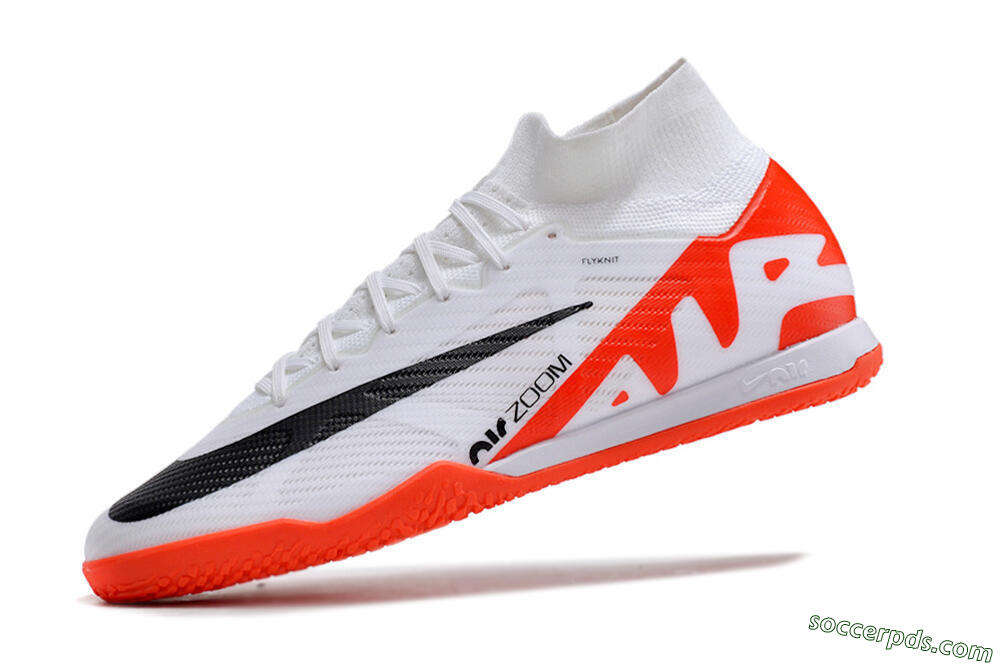 Nike Air Zoom Mercurial Superfly 9 Elite IC High-Tops Football Shoes - White/Black/Red 5