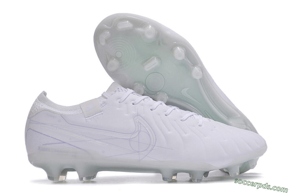 Nike Tiempo Legend 10 Elite FG Low-Tops Football Boots - White/Purple 1