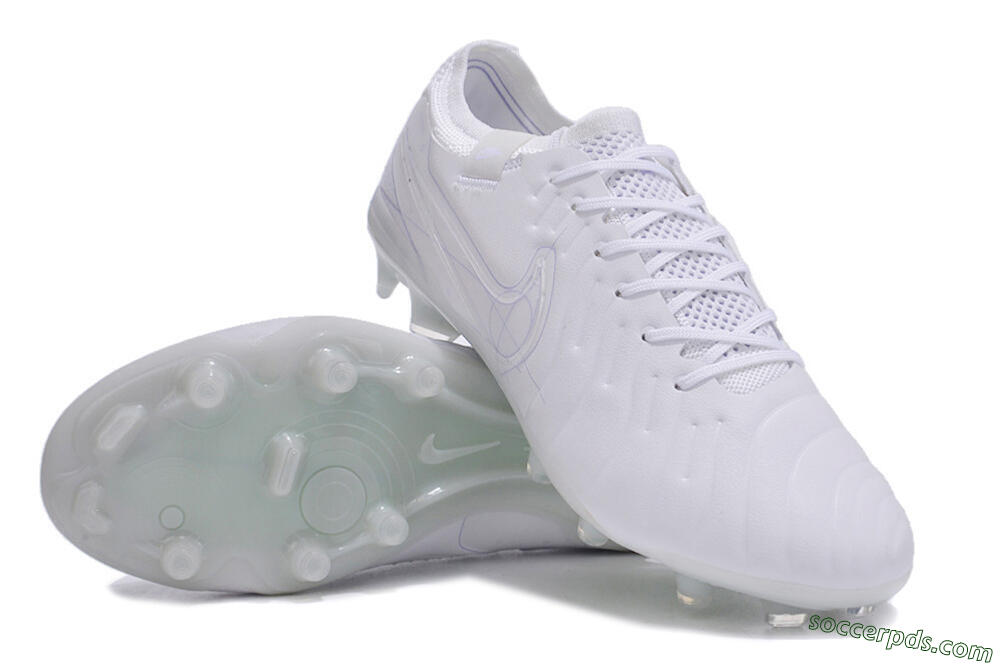 Nike Tiempo Legend 10 Elite FG Low-Tops Football Boots - White/Purple 3