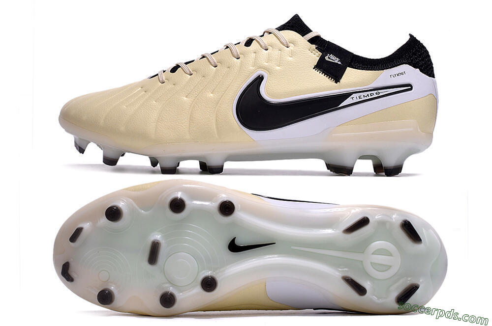Nike Tiempo Legend 10 Elite FG Low-Tops Football Boots - Beige/Black/White 0