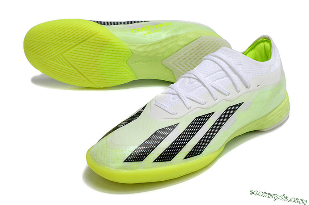 Adidas X Crazyfast.1 IC Low-Tops Football Shoes - Green/White/Black 3