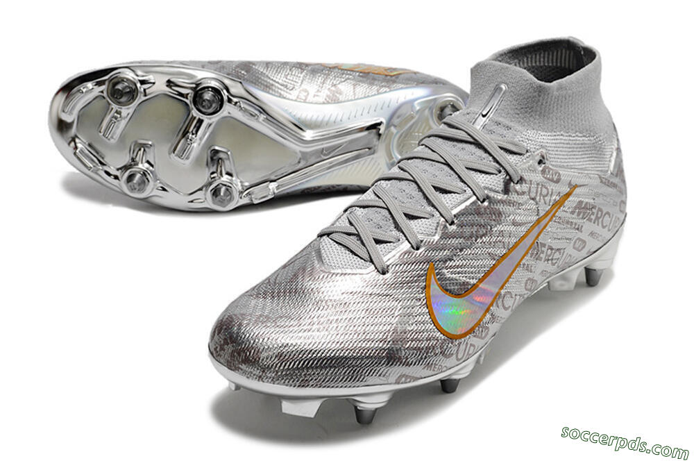 Nike Air Zoom Mercurial Superfly 9 Elite SG High-Tops Football Boots - Silver/Gold 3